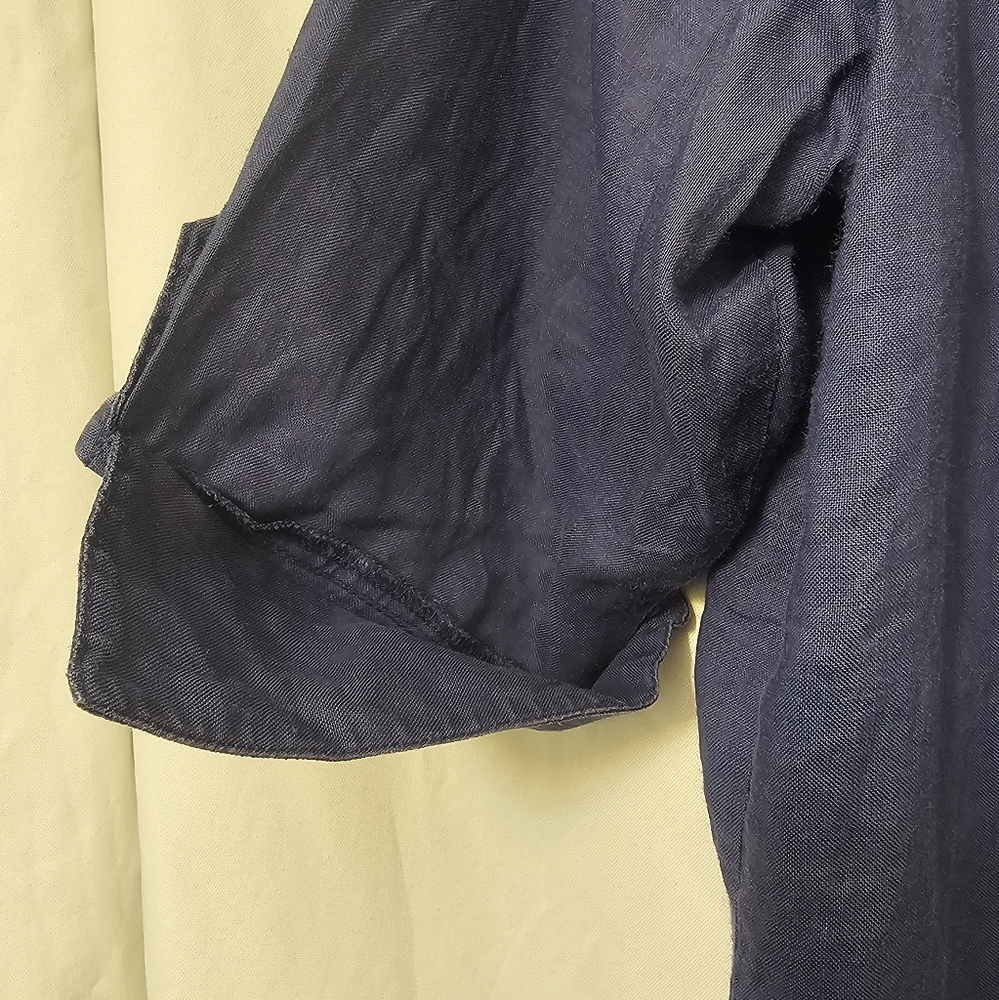 Vintage 100% Linen Short Sleeve Shirt Women's Size M Blue Button Down Breathable - Picture 10 of 13